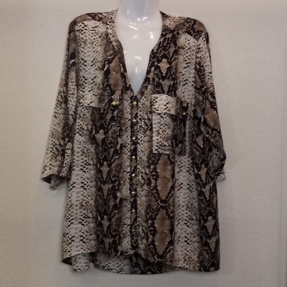 Wendy Williams Tops - Wendy Williams Snakeskin Sheer Blouse